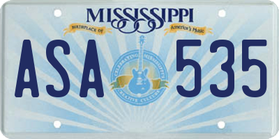 MS license plate ASA535
