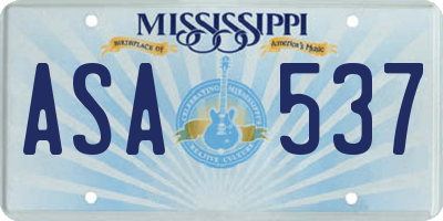 MS license plate ASA537