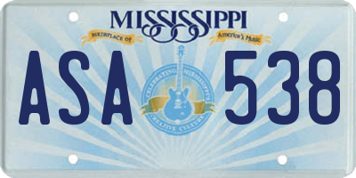 MS license plate ASA538