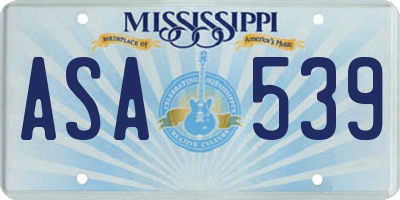 MS license plate ASA539