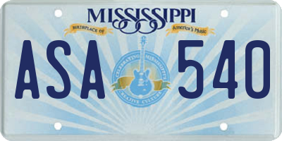 MS license plate ASA540