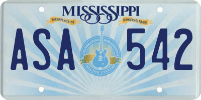 MS license plate ASA542