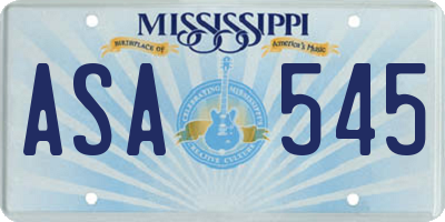 MS license plate ASA545