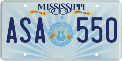 MS license plate ASA550