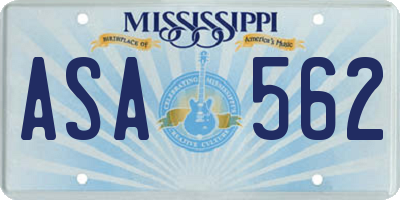 MS license plate ASA562