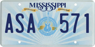 MS license plate ASA571