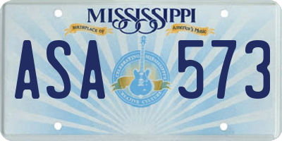 MS license plate ASA573