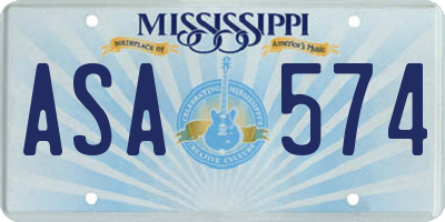 MS license plate ASA574