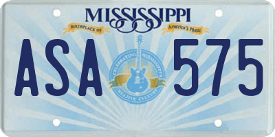 MS license plate ASA575