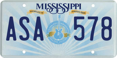 MS license plate ASA578