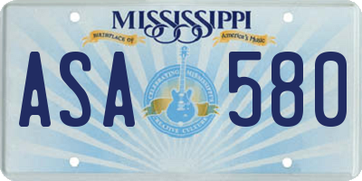 MS license plate ASA580