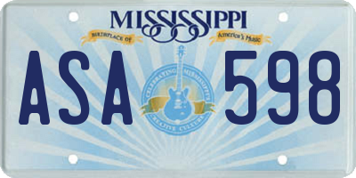 MS license plate ASA598