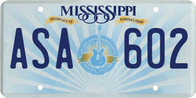 MS license plate ASA602