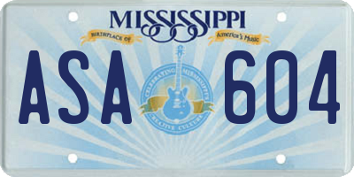 MS license plate ASA604