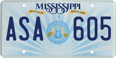 MS license plate ASA605