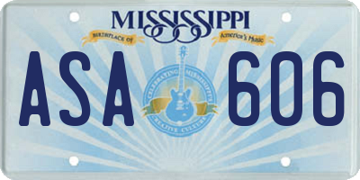 MS license plate ASA606
