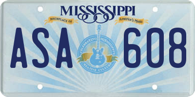 MS license plate ASA608