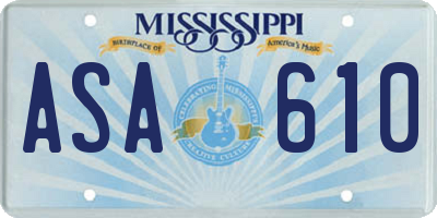 MS license plate ASA610