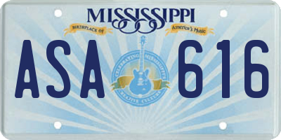 MS license plate ASA616
