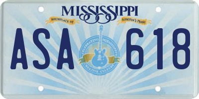 MS license plate ASA618