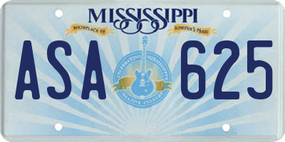 MS license plate ASA625