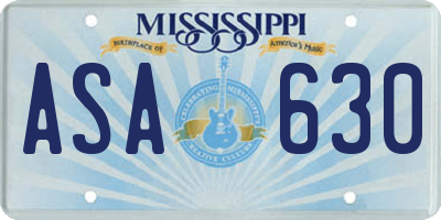 MS license plate ASA630