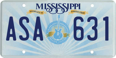 MS license plate ASA631
