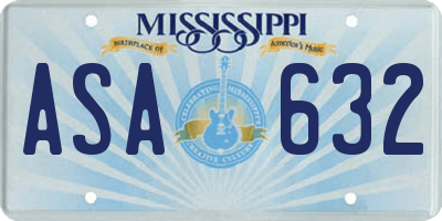MS license plate ASA632