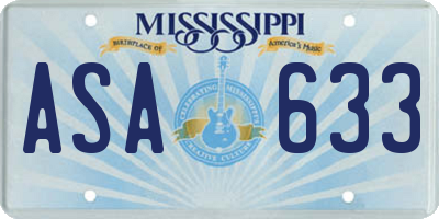 MS license plate ASA633