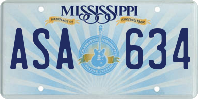 MS license plate ASA634
