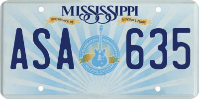 MS license plate ASA635