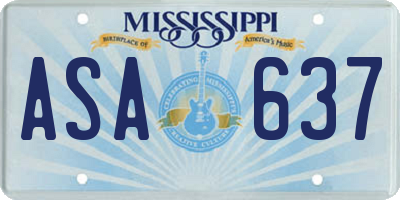 MS license plate ASA637