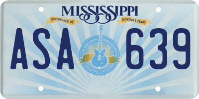 MS license plate ASA639