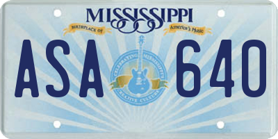 MS license plate ASA640