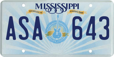 MS license plate ASA643