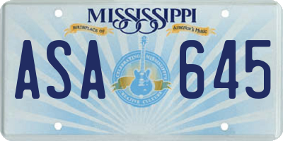 MS license plate ASA645