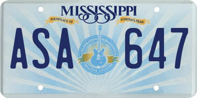 MS license plate ASA647