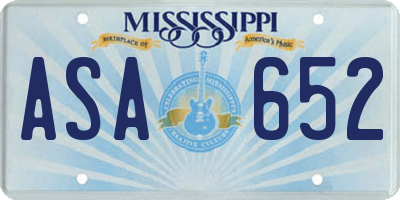 MS license plate ASA652