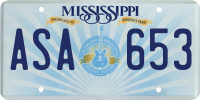 MS license plate ASA653