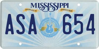 MS license plate ASA654