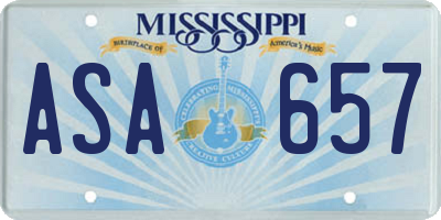 MS license plate ASA657