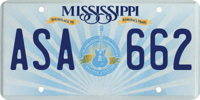 MS license plate ASA662