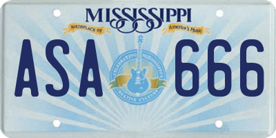 MS license plate ASA666