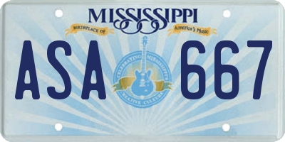 MS license plate ASA667