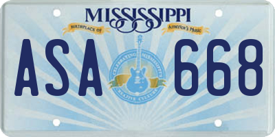 MS license plate ASA668