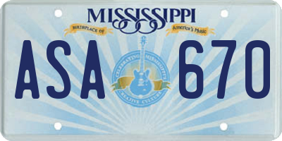 MS license plate ASA670