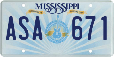 MS license plate ASA671