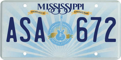 MS license plate ASA672