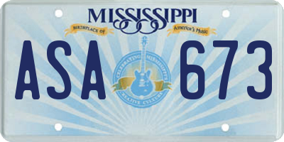 MS license plate ASA673