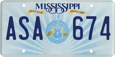 MS license plate ASA674